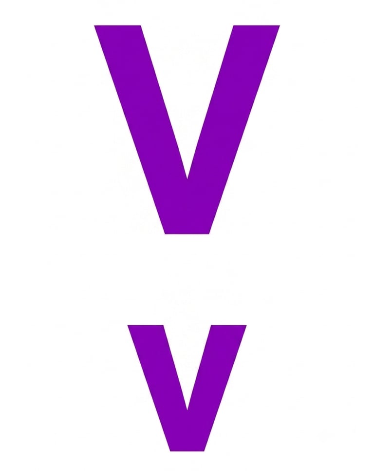 Bold purple uppercase and lowercase letter V set against a plain white background.