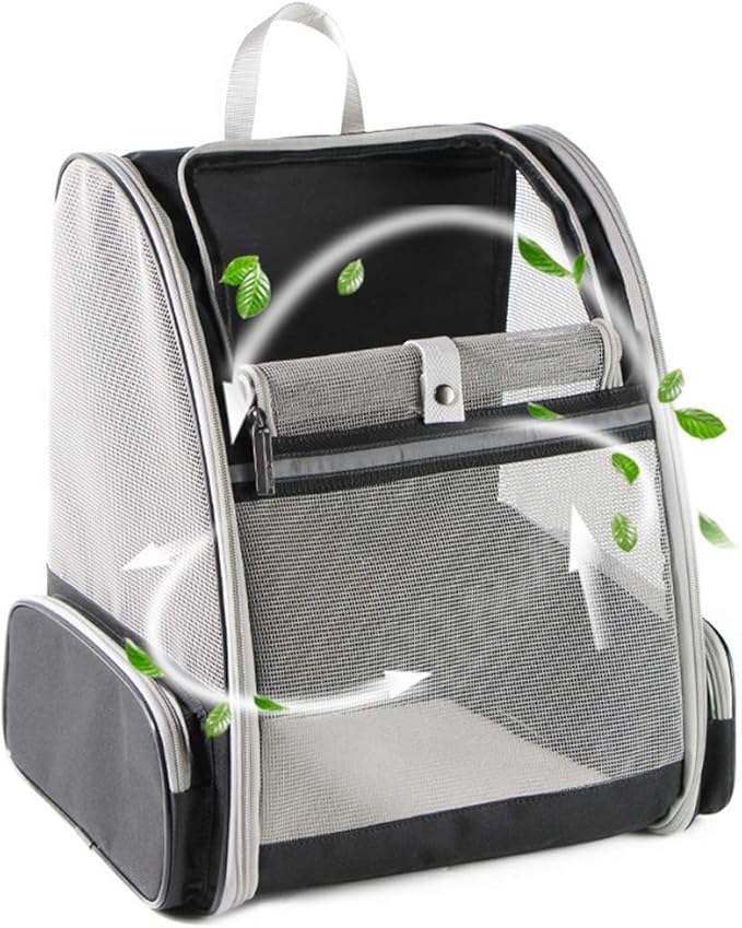 Black cat backpack carrier with bubble window and breathable mesh sides