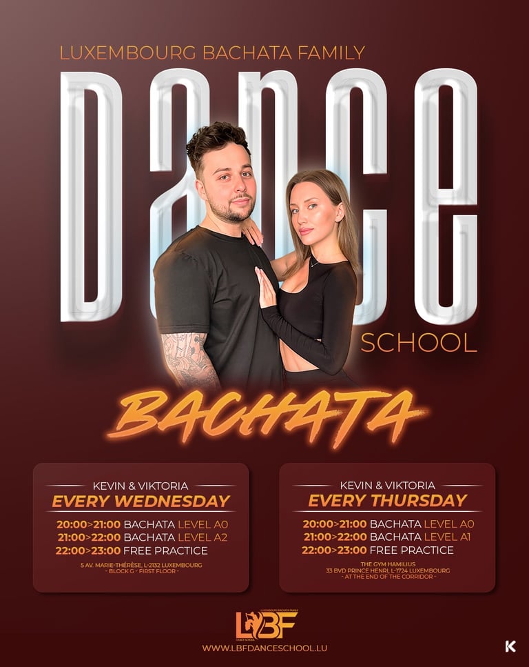 a couple of people standing in front of a dance school