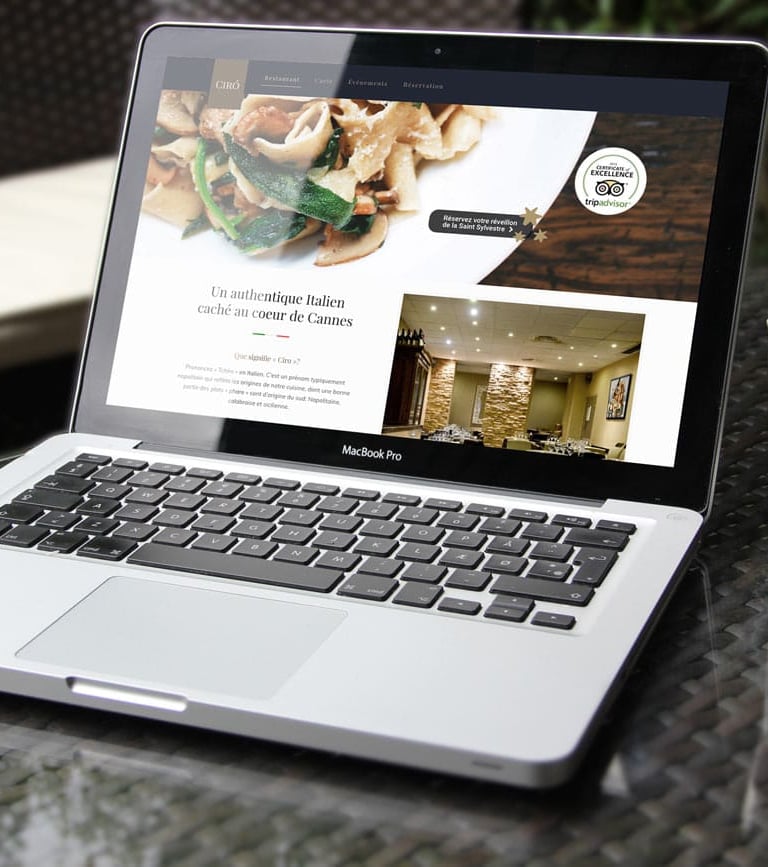 Conception et réalisation du site du restaurant Ciro à Cannes