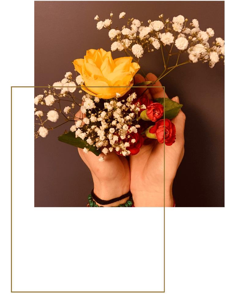 Flowers in a woman's hands.