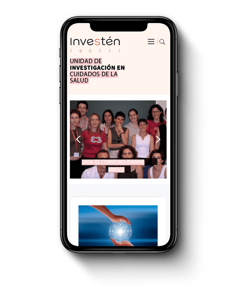nueva web version movil con el logotipo de investen isciii