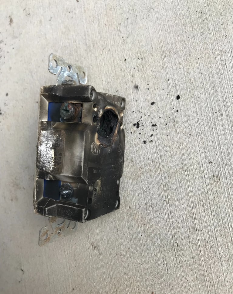 Side of burnt outlet