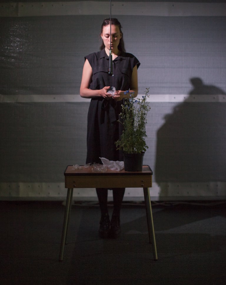 performer in front of microphone