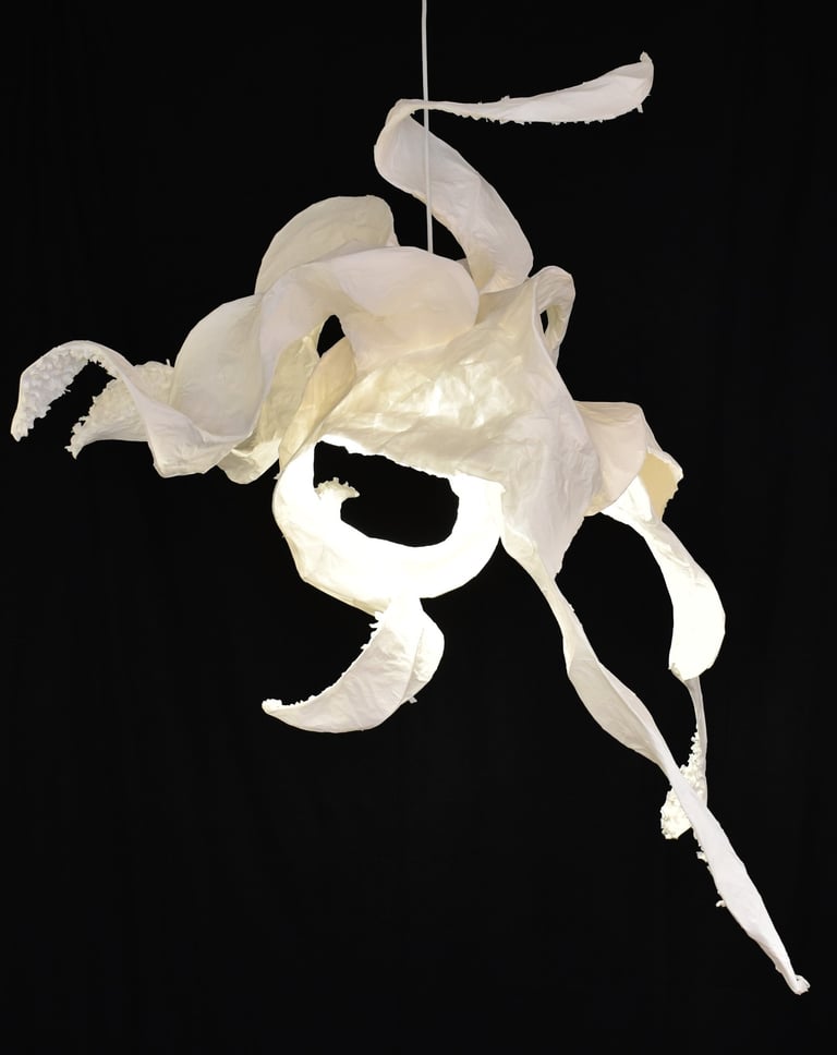 luminaire papier poulpe sculpture suspension sète