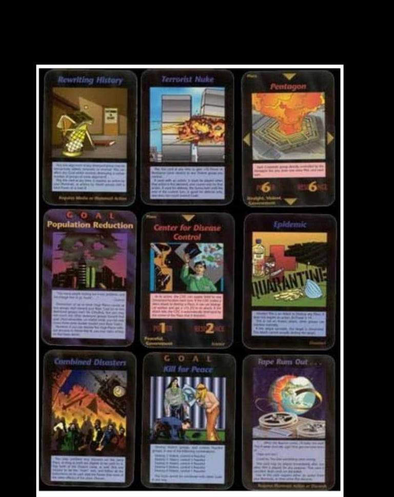 Algumas cartas que inclui as Torres Gêmeas, Pentágono, Pandemia Covid-19 entre outras