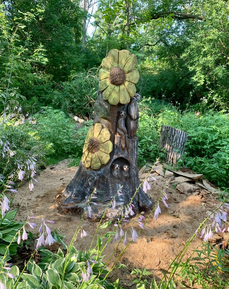 meerkat tree carving art white oak recycling