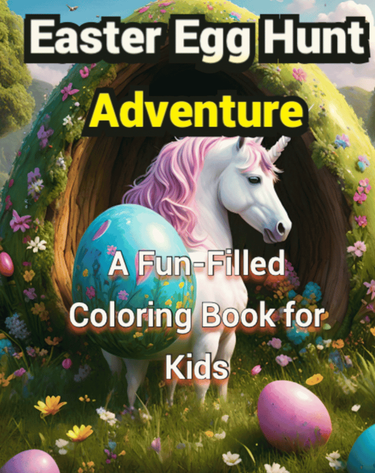 a unicorn with a unicorn egg hunt in the background