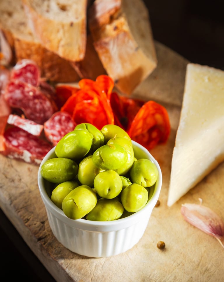 Zielone Oliwki Czupadeos jako przekąska.