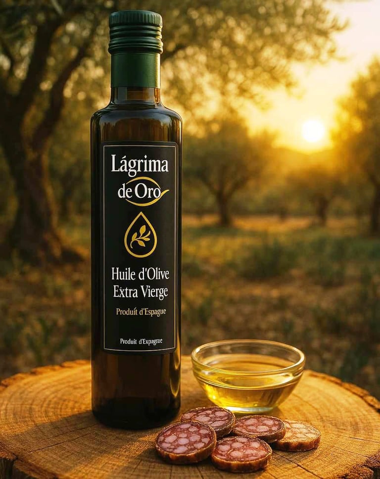 une bouteille d'huile d'olive de 500ml extra vierge lagrima de oro