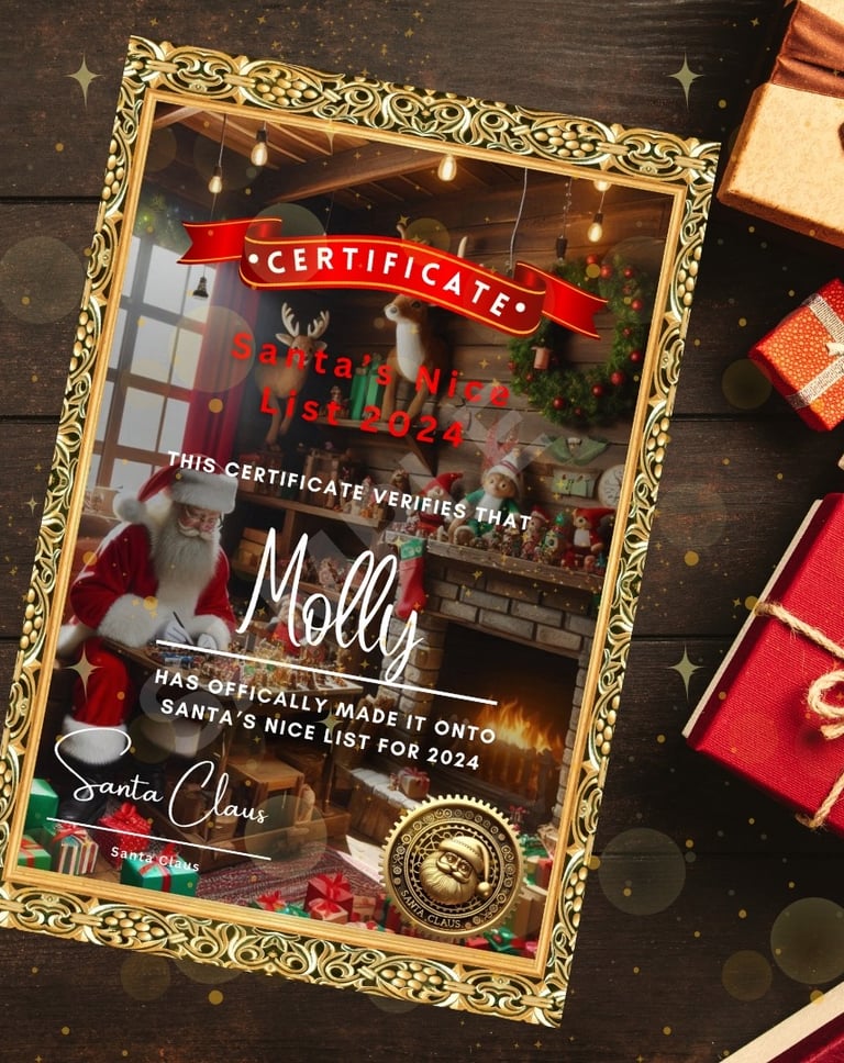 nice list certificate from santa