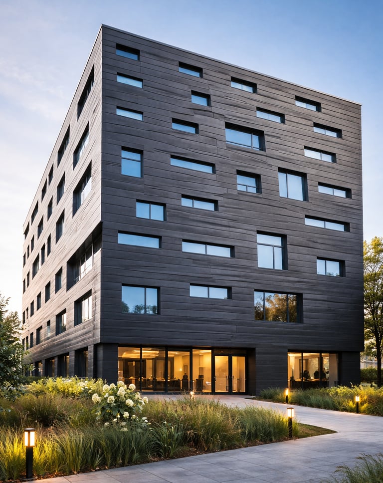 Bardage moderne gris anthracite façade immeuble