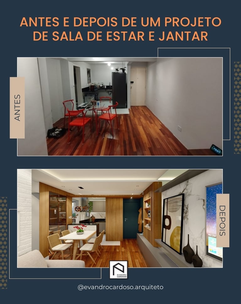 Projeto de Reforma de Interiores de Sala de Estar de Apartamento Compacto em São Paulo