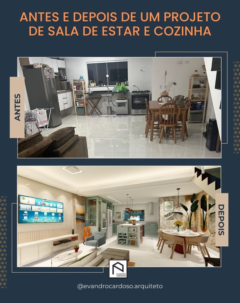 Projeto de Interiores de Sala de Estar Integrada em São Paulo
