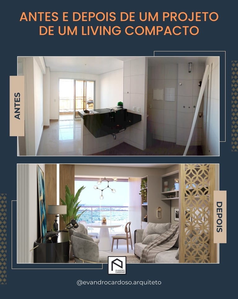 Projeto de Reforma de Interiores de apartamento compacto em São Paulo