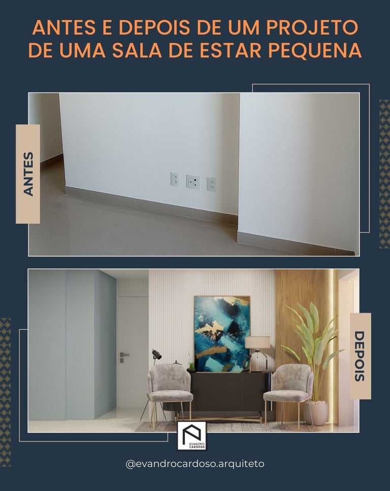 Projeto de Reforma de sala de estar de apartamento compacto em São Paulo