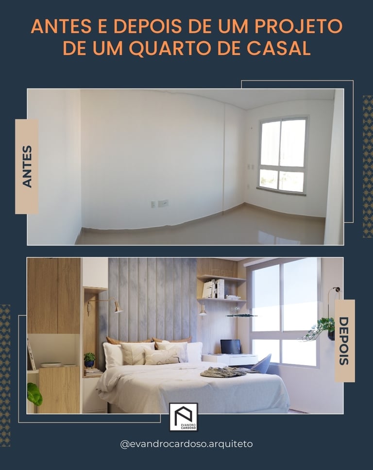 Projeto de Reforma de Interiores de Quarto de Casal compacto em São Paulo