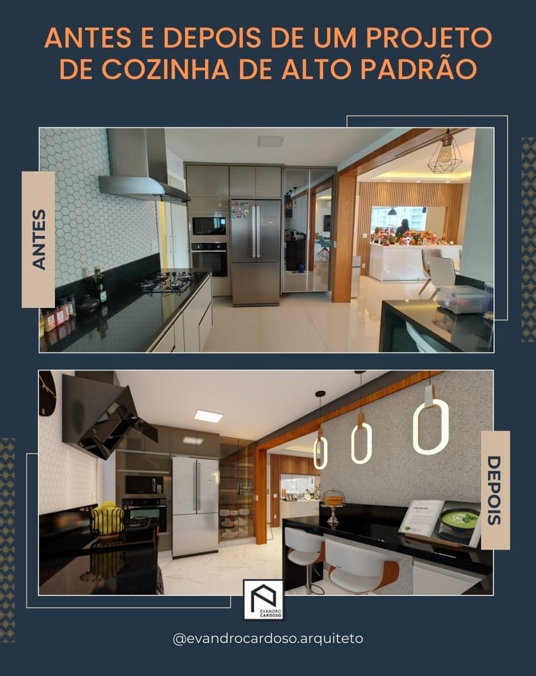 Projeto de Interiores de Cozinha completa de Apartamento em São Paulo