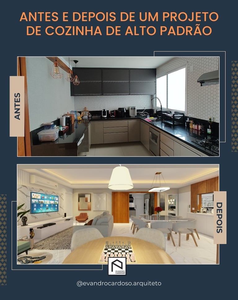 Projeto de Reforma de cozinha de Apartamento de Alto padrão em São Paulo
