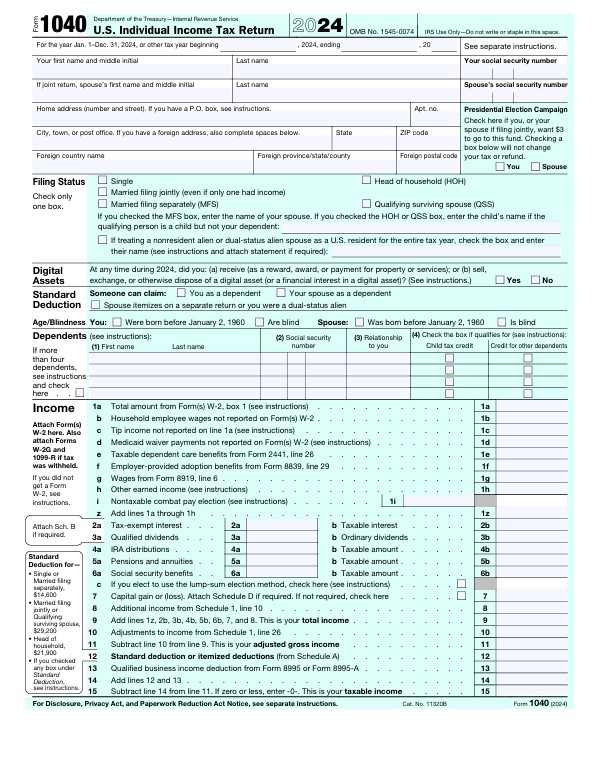 a form 1040 tax form with a tax form