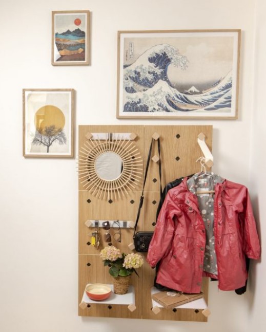 mobilier mural pegboard en bois de chêne NoCtys Déco