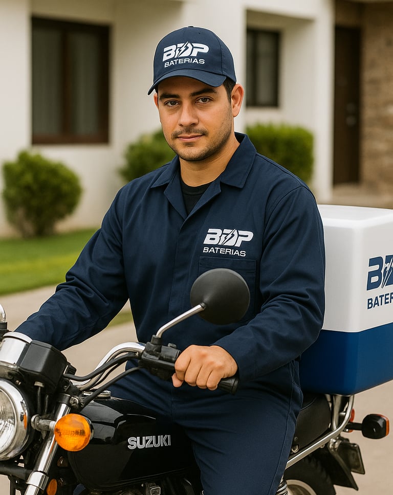 Repartidor de BDP Baterías a Domicilio en Panamá listo para entregar e instalar baterías automotrice
