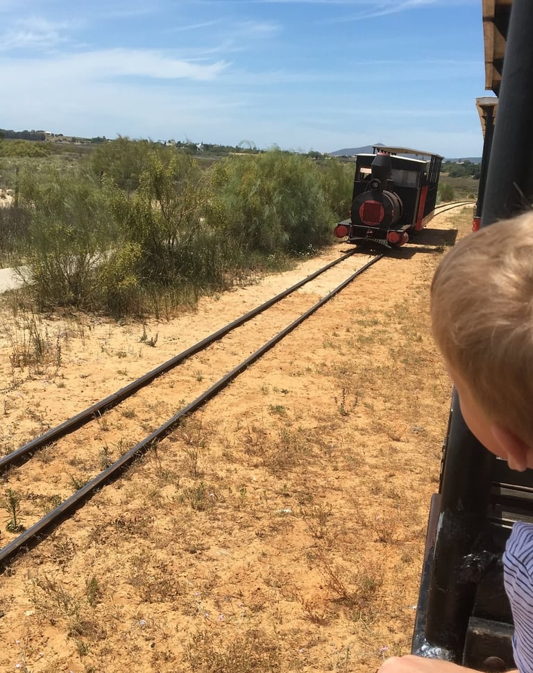 leuke treintjes voor de rit bij Praia do Barill, Tavira