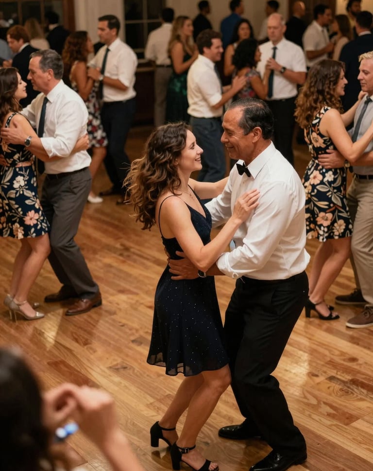 A high-energy shot of a North American / US family reunion dance floor. The image is professional and sharp, capturing multi-generational joy with a warm, personal touch that feels both heartfelt and sophisticated.