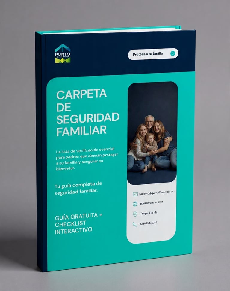 Mockup 3D de Carpeta de Seguridad Familiar de Punto Financial
