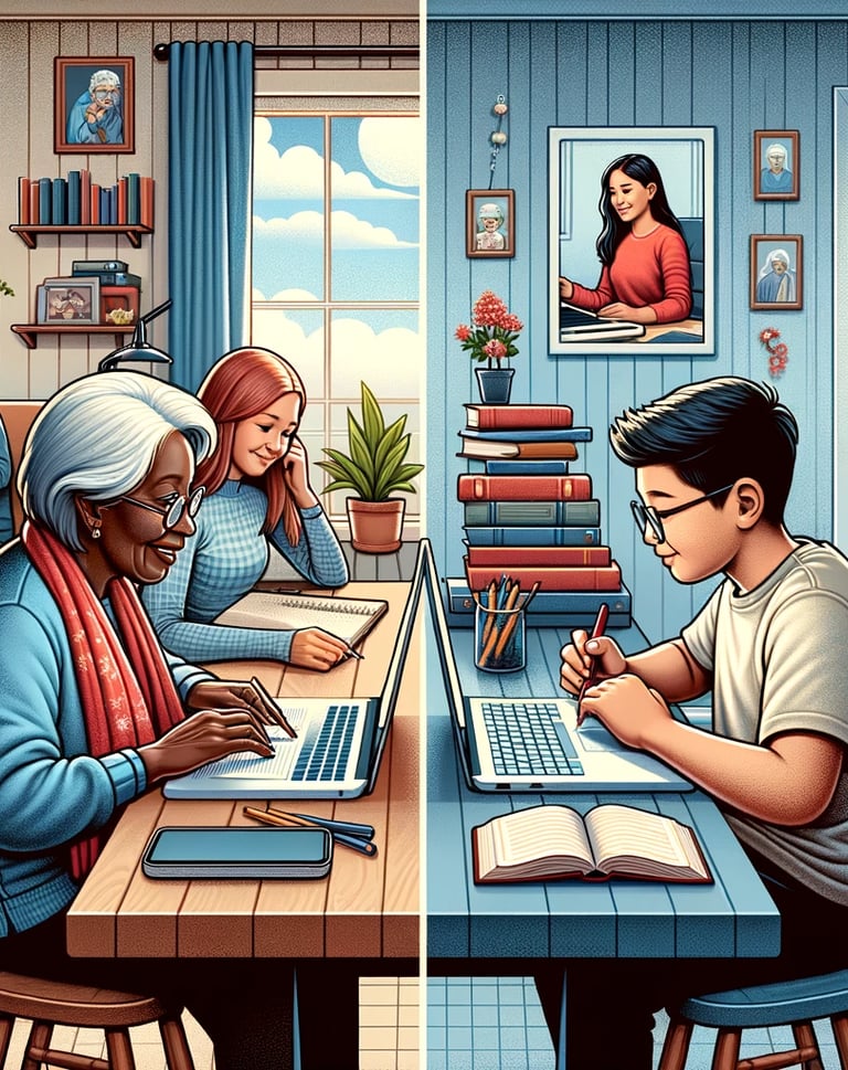 Picture depicting two types of one-on-one tutoring offered, in person and virtual