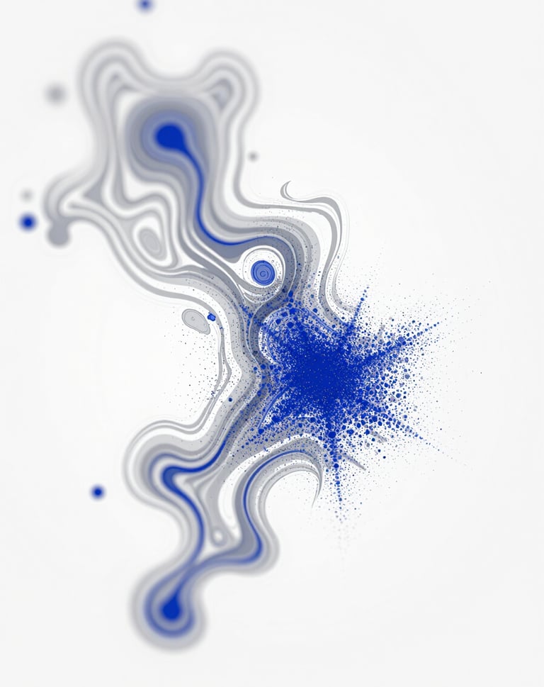 Close-up of an intricate data visualization map. Fluid shapes and sharp data points in #7A8C9E and #2D3A4B against a crisp #E6EFF5 background. High-resolution, precise, modern design.