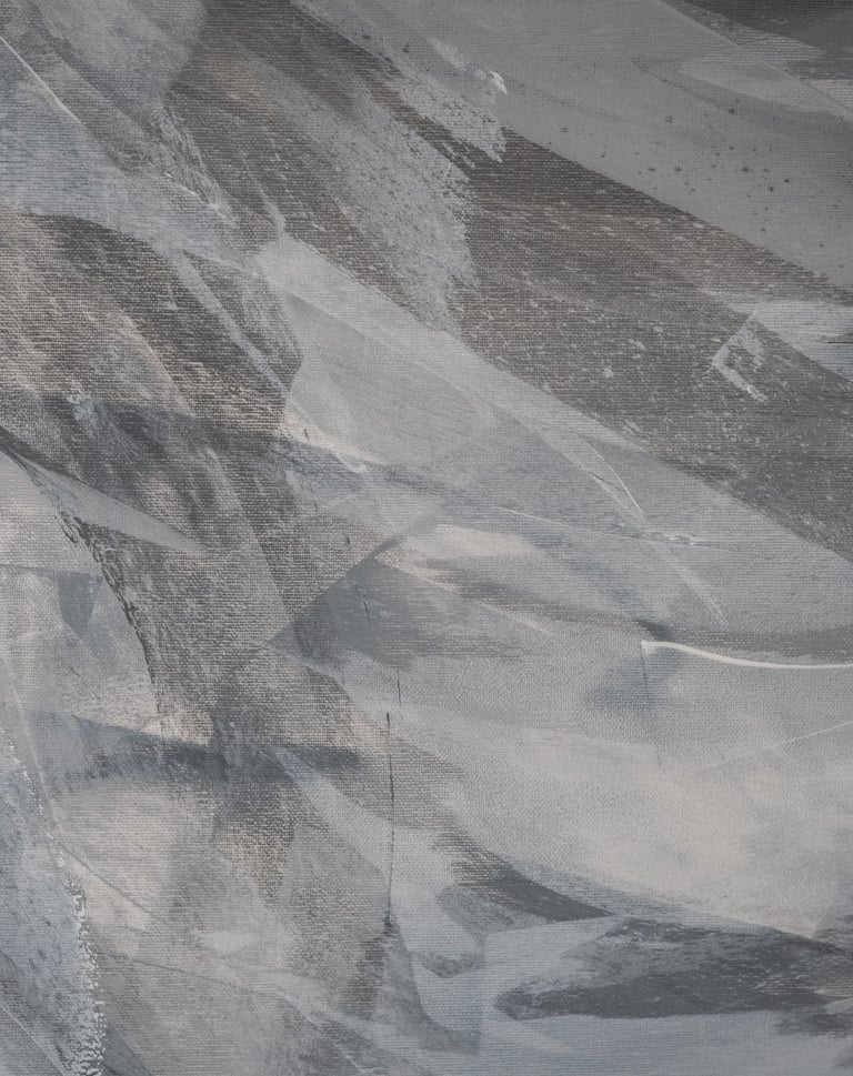 Abstract grey acrylic painting texture with expressive brushstrokes on canvas background.