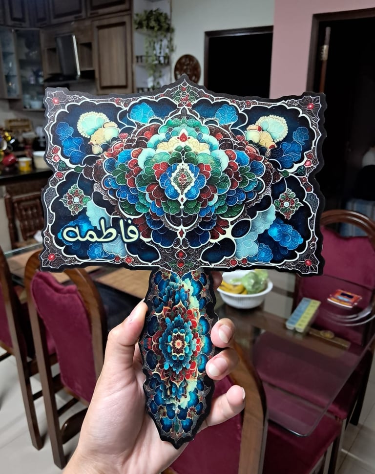 UV printing on custom cutout hand mirror (Back)