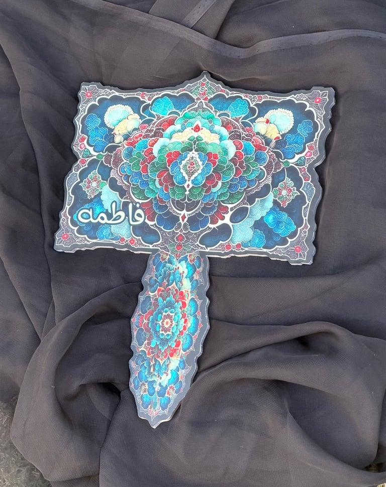 UV printing on custom cutout hand mirror (Back)