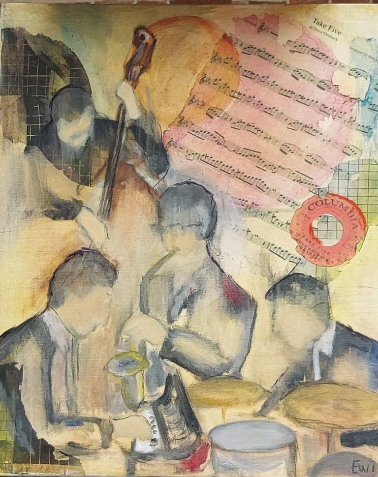 Eerbetoon aan Dave Brubeck Quarrtet, geluidsdoek