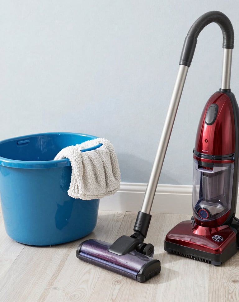 Bright, airy room with spotless surfaces and neatly arranged shelves reflecting a fresh, organized space.