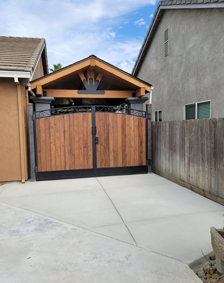 metal gates with wood infill