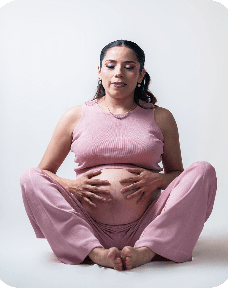 White background Prenatal yoga pose