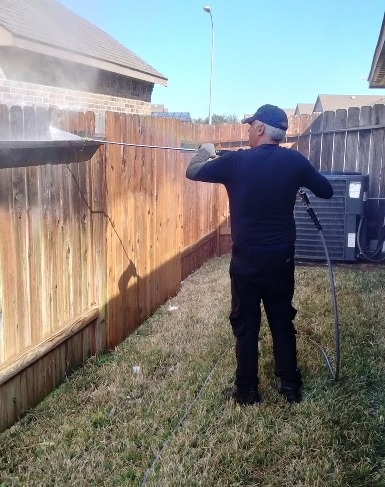 Fence pressure washing