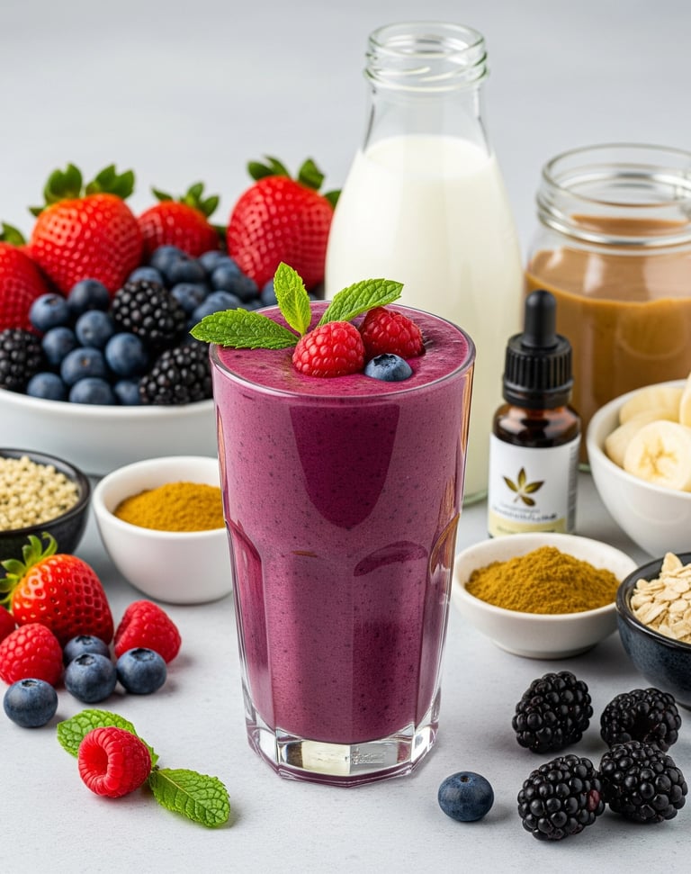 Mixed Berri Smoothie in a glass.