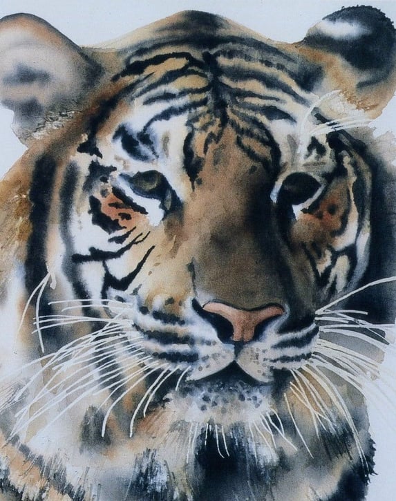 a tiger in a painting of a tiger