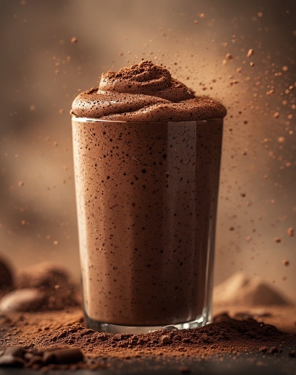 Chocolate cacao smoothie with cocoa and almond butter