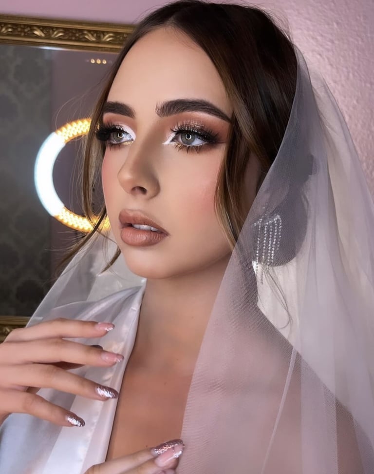Novia preparada por maquilladora profesional especializada en bodas