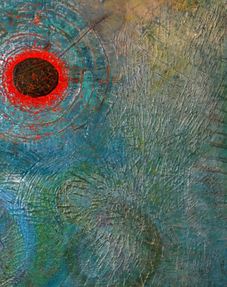 Large abstract canvas using acrylic paint.
