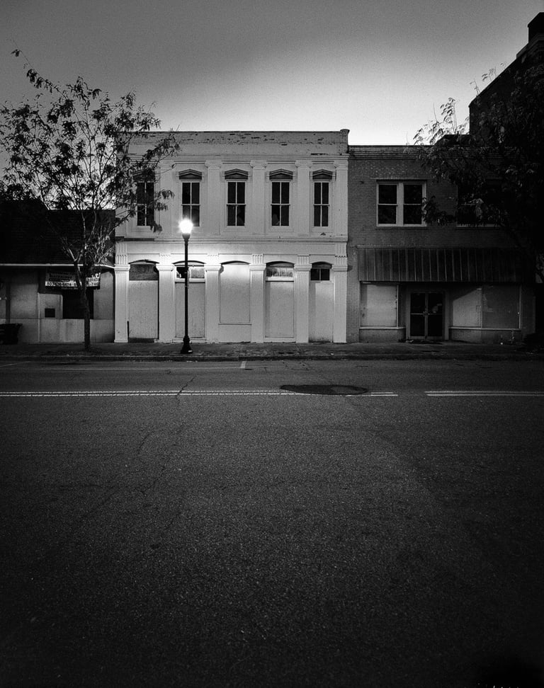 a street light in front of a building
