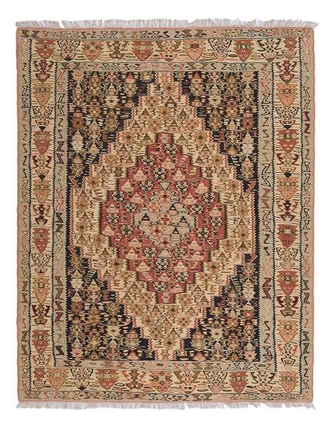 OLD SENNEH KILIM - 145cm x 123cm (4'9 x 4'1) - ANTIQUE KILIM RUG - HANDMADE RUG COMPANY