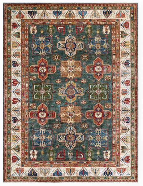 GREEN SHIRVAN - 317cm x 245cm (10'4 x 8') - LARGE RUGS - HANDMADE RUG COMPANY