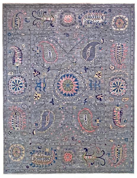 SUZANI RUG - 336cm x 275cm (11' x 9') - GREY SUZANI - HANDMADE RUG COMPANY