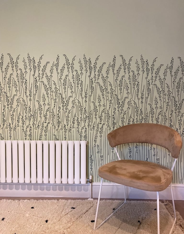 Monochrome wallpaper for calm home office