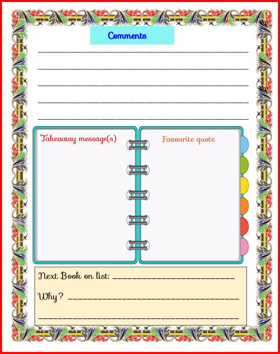 Reading Log Journal Page